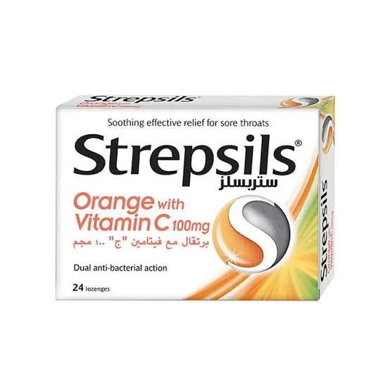 أقراص استحلاب للحلق من ستريبسلز (Strepsils)بالبرتقال مع فيتامين سي