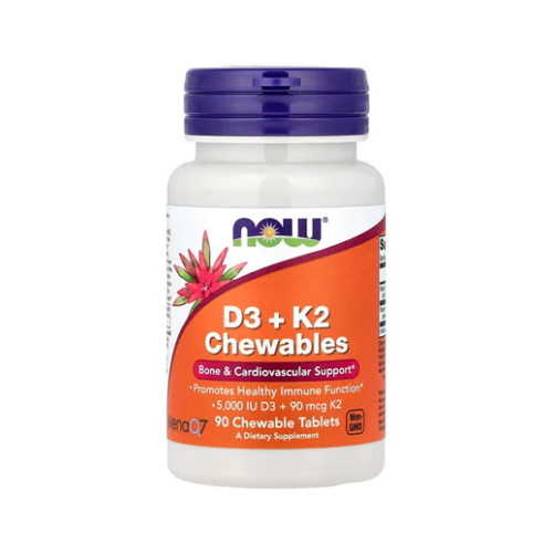 Now Vitamin D3+K2 Chewables (5000IU+90 Mcg) 90 tab