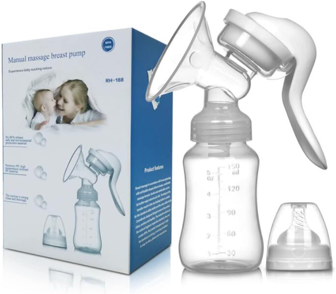 مضخة ثدي يدوية (Manual breast pump) مصممة لاستخراج حليب الأم يدويًا