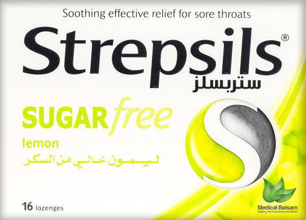 أقراص استحلاب للحلق من ستريبسلز (Strepsils)بالليمون خالي من السكر